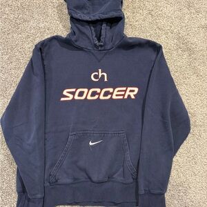 Nike Hoodie‎ Mens Small * Sweatshirt Blue Sweater Center Swoosh Faded CH Soccer
